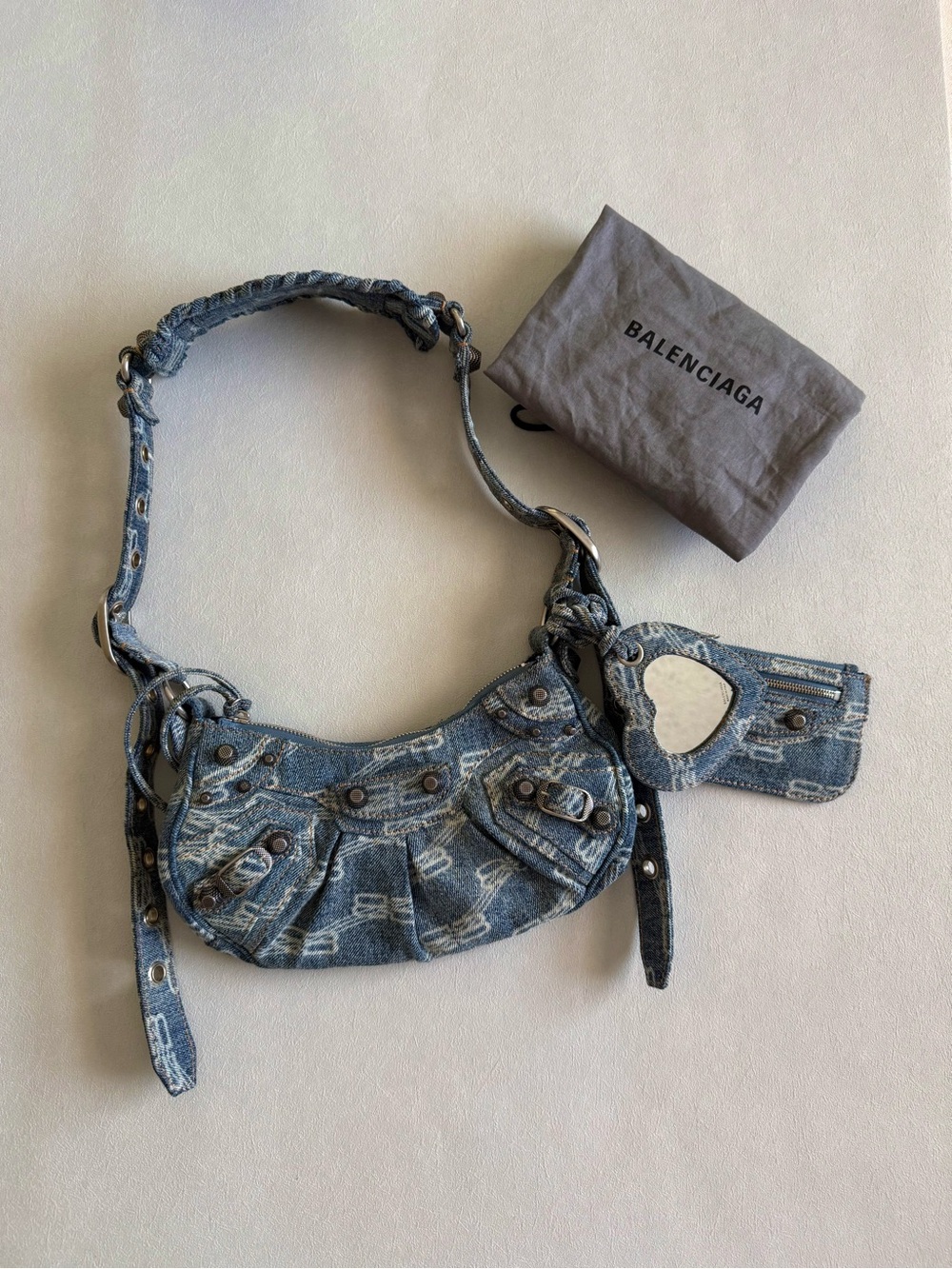 Balenciaga Small Denim Monogram Le Cagole Bag